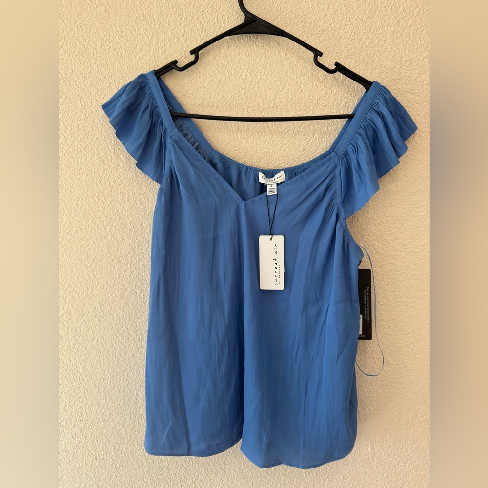 Current Air Ruffled Blue Blouse